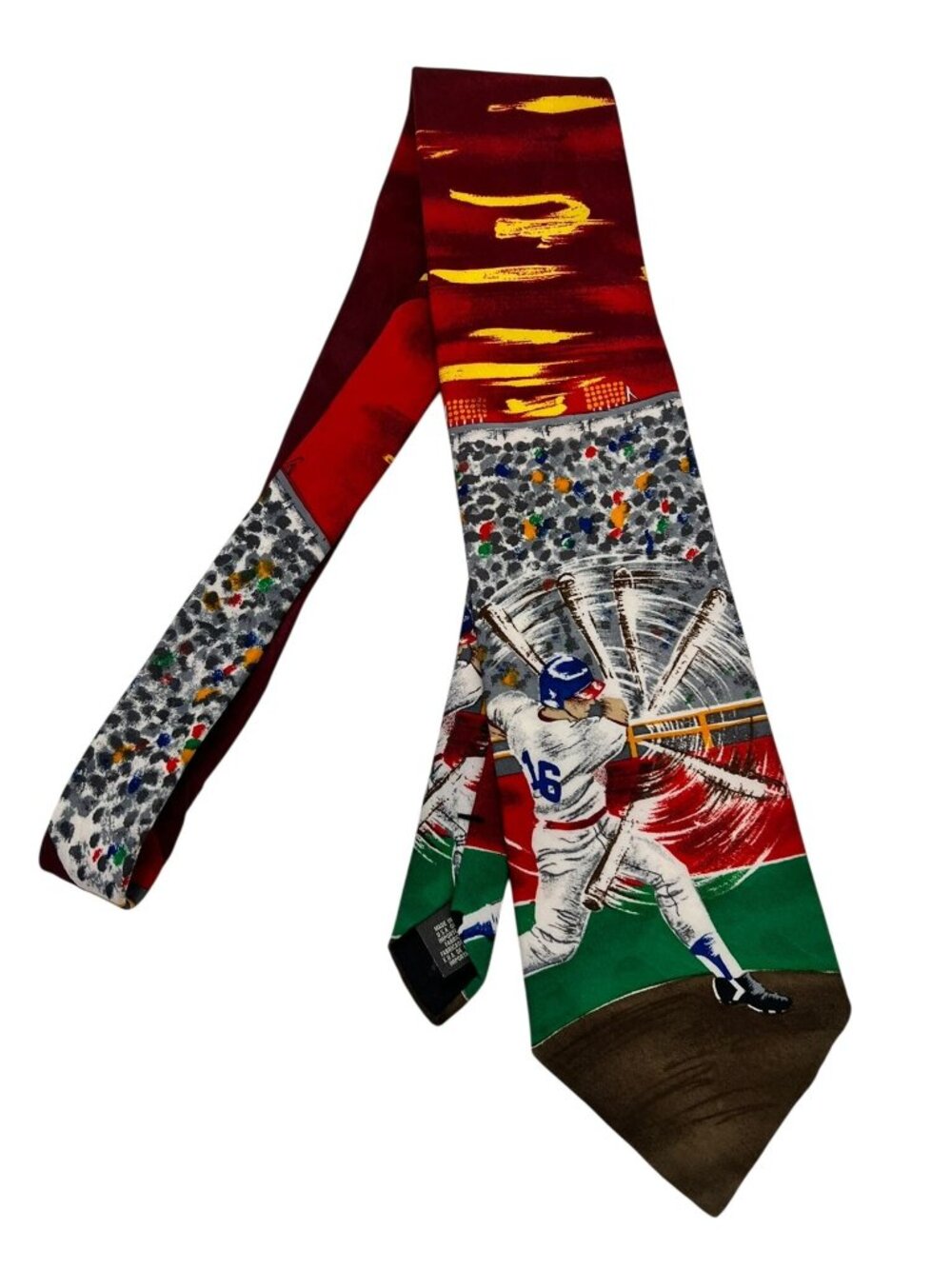 Vintage American Sports Mens Baseball Themed Tie 58" Multicolor USA Classic